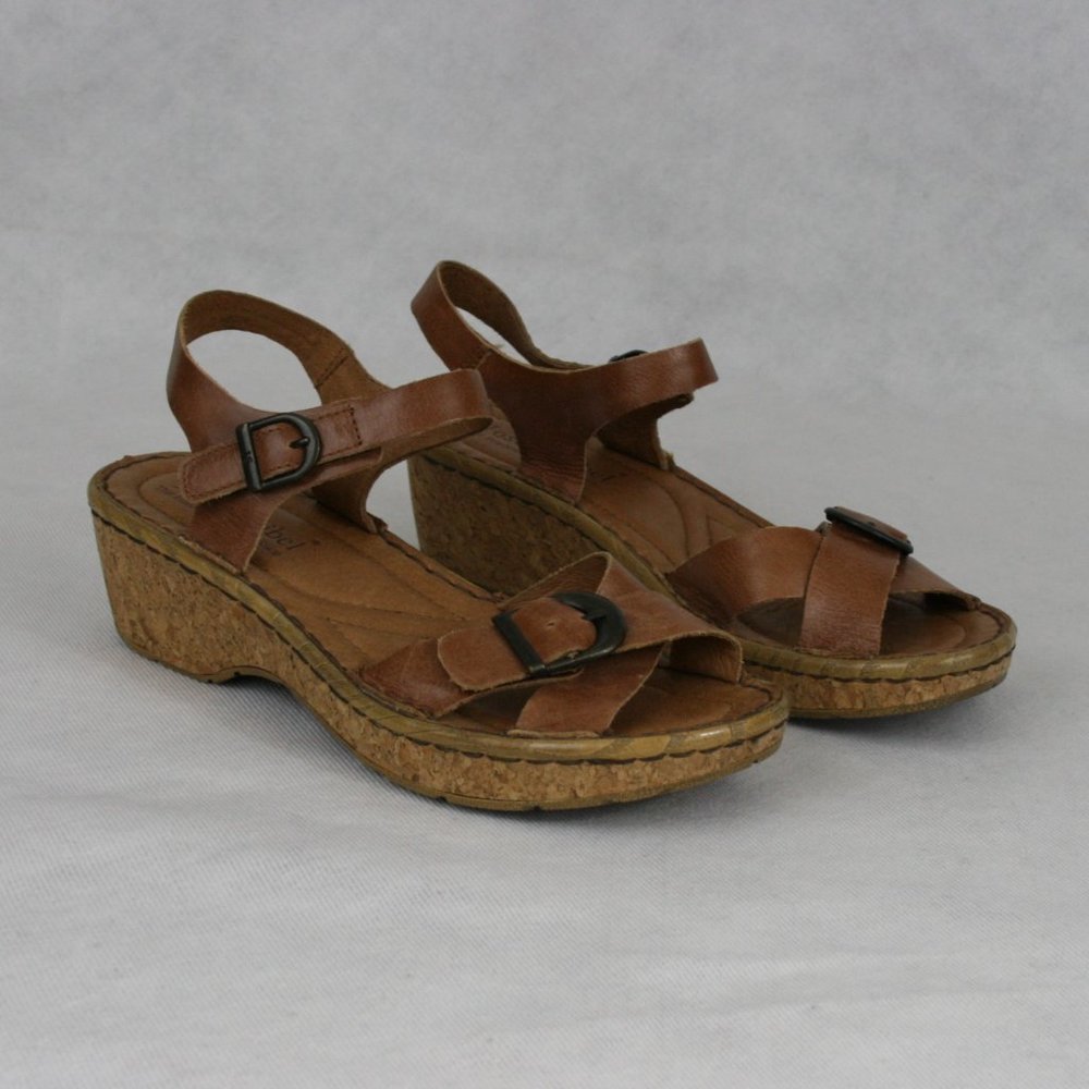 Josef Seibel Cork Wedge Sandal w/ Adjustable Ankle Strap SZ 7 EUC